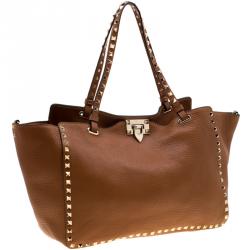 Pre Owned Valentino Light Cuir Leather Rockstud Trapeze Tote