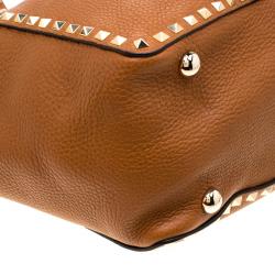 Pre Owned Valentino Light Cuir Leather Rockstud Trapeze Tote