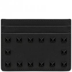 Pre Owned Valentino Black Leather Rockstud Cardholder