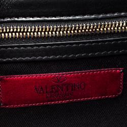 Pre Owned Valentino Black Leather Small Glam Lock Chain Shoulder Bag