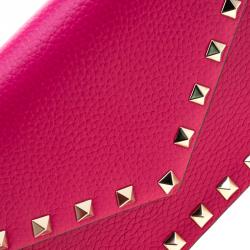 Pre Owned Valentino Disco Pink Leather Rockstud Chain Clutch Bag