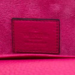 Pre Owned Valentino Disco Pink Leather Rockstud Chain Clutch Bag