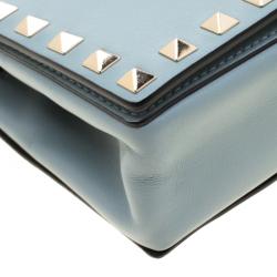 Pre Owned Valentino Nube Leather Rockstud Chain Clutch Bag