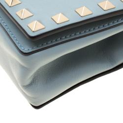 Pre Owned Valentino Nube Leather Rockstud Chain Clutch Bag