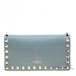 Pre Owned Valentino Nube Leather Rockstud Chain Clutch Bag