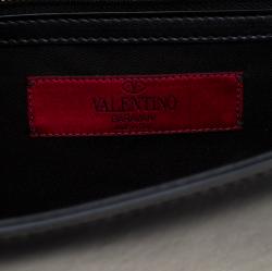 Valentino Black Leather Glam Lock Chain Shoulder Bag