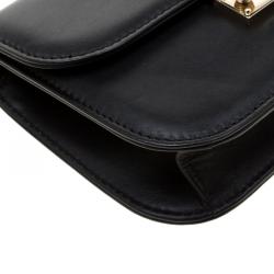 Pre Owned Valentino Black Leather Small Glam Lock Chain Shoulder Bag