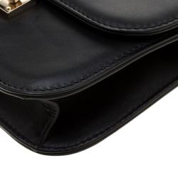 Pre Owned Valentino Black Leather Small Glam Lock Chain Shoulder Bag