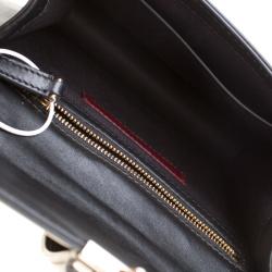 Pre Owned Valentino Black Leather Small Glam Lock Chain Shoulder Bag