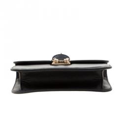 Pre Owned Valentino Black Leather Small Glam Lock Chain Shoulder Bag