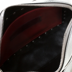 Pre Owned Valentino Silver Soft Leather Rockstud Spike Crossbody Bag