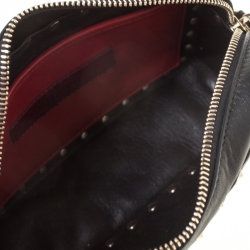 Pre Owned Valentino Black Quilted Leather Rockstud Spike Crossbody Bag