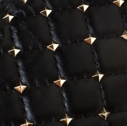 Pre Owned Valentino Black Quilted Leather Rockstud Spike Crossbody Bag