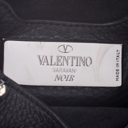 Pre Owned Valentino Black Leather Guitar Rockstud Rolling Belt Bag