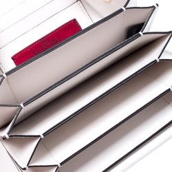 Pre Owned Valentino White Leather Bird Embroidered Studded Shoulder Bag