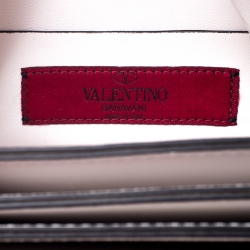 Pre Owned Valentino White Leather Bird Embroidered Studded Shoulder Bag