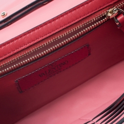 Pre Owned Valentino Paradise Rose Quilted Soft Leather Rockstud Spike Chain Clutch Bag