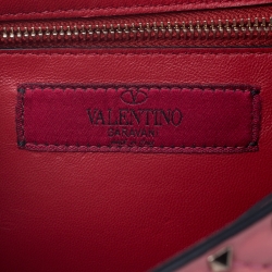 Pre Owned Valentino Paradise Rose Quilted Soft Leather Rockstud Spike Chain Clutch Bag
