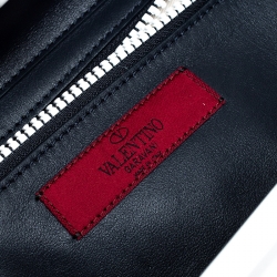 Pre Owned Valentino Navy Blue/White Leather Rockstud Tote