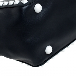 Pre Owned Valentino Navy Blue/White Leather Rockstud Tote