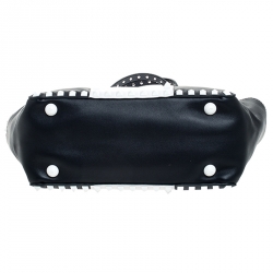 Pre Owned Valentino Navy Blue/White Leather Rockstud Tote