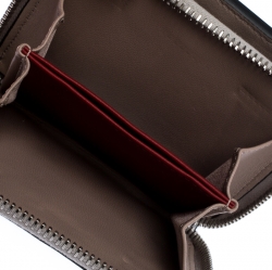 Pre Owned Valentino Silver Leather Rockstud Spike Zip Around Wallet