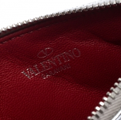 Pre Owned Valentino Silver Leather Rockstud Spike Key Case