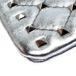 Pre Owned Valentino Silver Leather Rockstud Spike Key Case