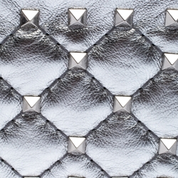 Pre Owned Valentino Silver Leather Rockstud Spike Key Case