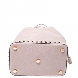 Pre Owned Valentino Powder Pink Leather Small Rockstud Bucket Bag