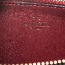 Pre Owned Valentino Black Quilted Leather Rockstud Spike Zip Around Wallet