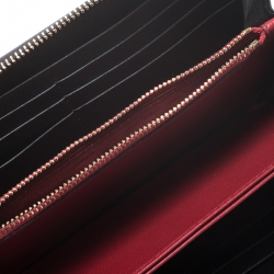 Pre Owned Valentino Black Quilted Leather Rockstud Spike Zip Around Wallet