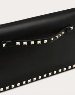 Pre Owned Valentino Black Leather Medium Rockstud Clutch
