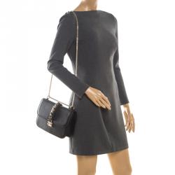 Pre Owned Valentino Black Leather Large Glam Lock Chain Shoulder Bag