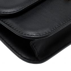 Pre Owned Valentino Black Leather Large Glam Lock Chain Shoulder Bag