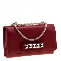Pre Owned Valentino Rosso V. Leather Va Va Voom Chain Shoulder Bag