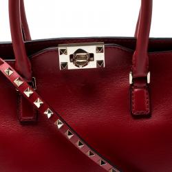 Pre Owned Valentino Rosso V. Leather Rockstud Tote