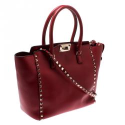 Pre Owned Valentino Rosso V. Leather Rockstud Tote