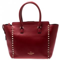 Pre Owned Valentino Rosso V. Leather Rockstud Tote