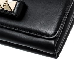 Pre Owned Valentino Black Leather Va Va Voom Chain Shoulder Bag