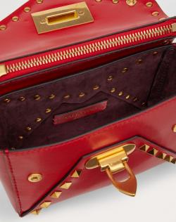 Pre Owned Valentino Rouge Pur Smooth Leather Small Rockstud Hype Shoulder Bag