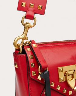 Pre Owned Valentino Rouge Pur Smooth Leather Small Rockstud Hype Shoulder Bag