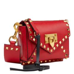 Pre Owned Valentino Rouge Pur Smooth Leather Small Rockstud Hype Shoulder Bag