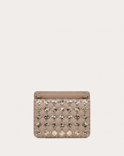 Pre Owned Valentino Poudre Leather with Metal Rhombus Detail Medium Rockstud Spike.It Chain Shoulder Bag