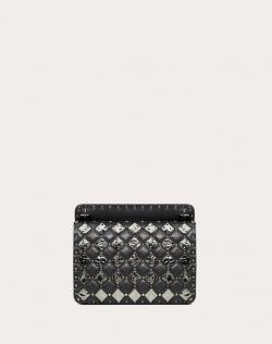 Pre Owned Valentino Black Leather with Metal Rhombus Detail Medium Rockstud Spike.It Chain Shoulder Bag