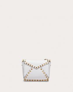 Pre Owned Valentino Optic White Grainy Leather Small Rockstud Hype Shoulder Bag
