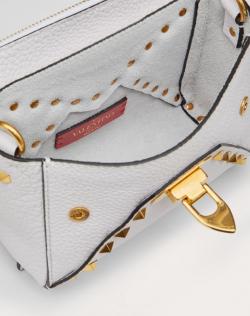 Pre Owned Valentino Optic White Grainy Leather Small Rockstud Hype Shoulder Bag