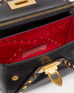 Pre Owned Valentino Black Smooth Leather Small Rockstud Hype Shoulder Bag