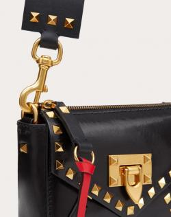 Pre Owned Valentino Black Smooth Leather Small Rockstud Hype Shoulder Bag