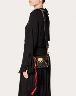 Pre Owned Valentino Black Smooth Leather Small Rockstud Hype Shoulder Bag